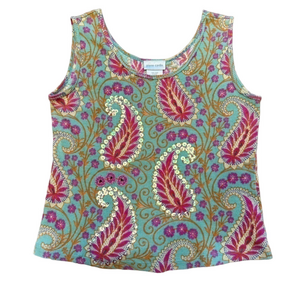 Y2K Pierre Carmen Ribbed Embroidered Cropped Tank Top/Size M